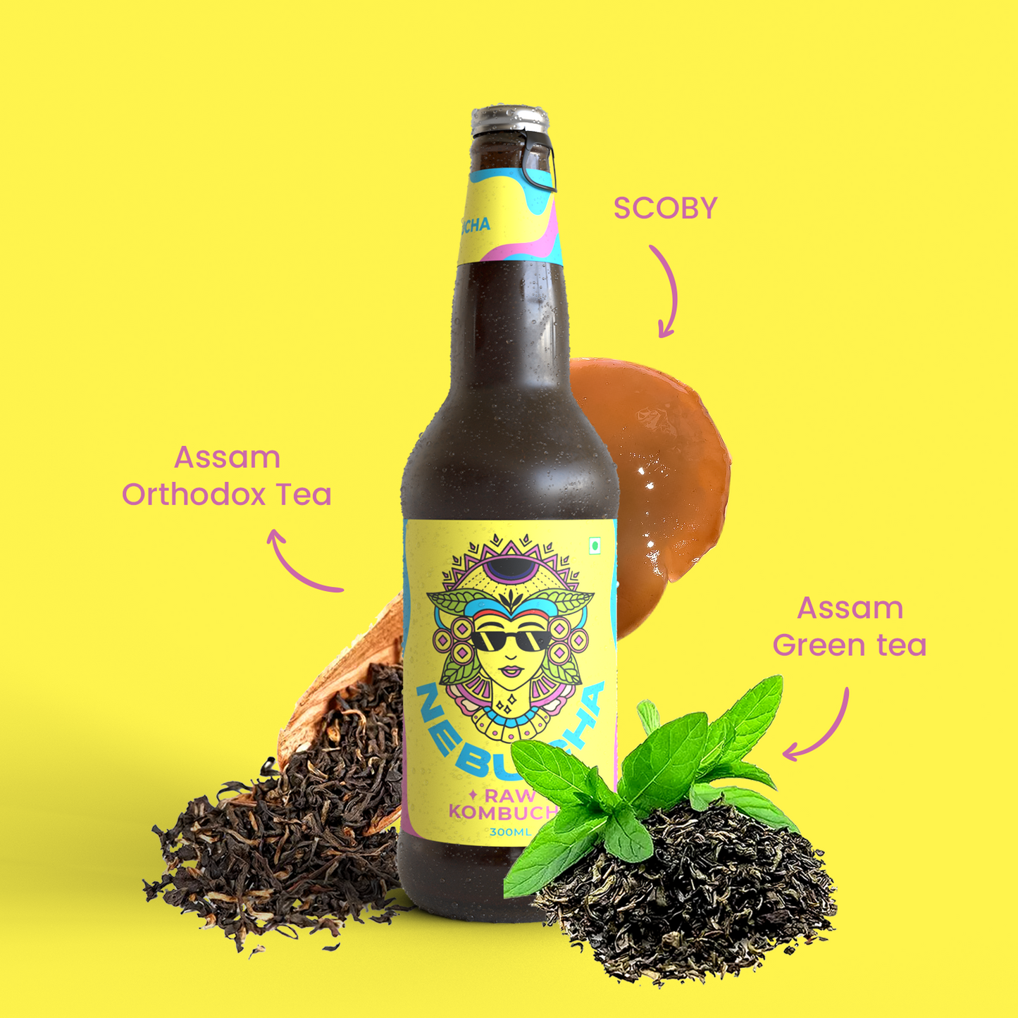 Nebucha Raw Kombucha (Original Brew, Unpasteurized, Probiotic-Rich)