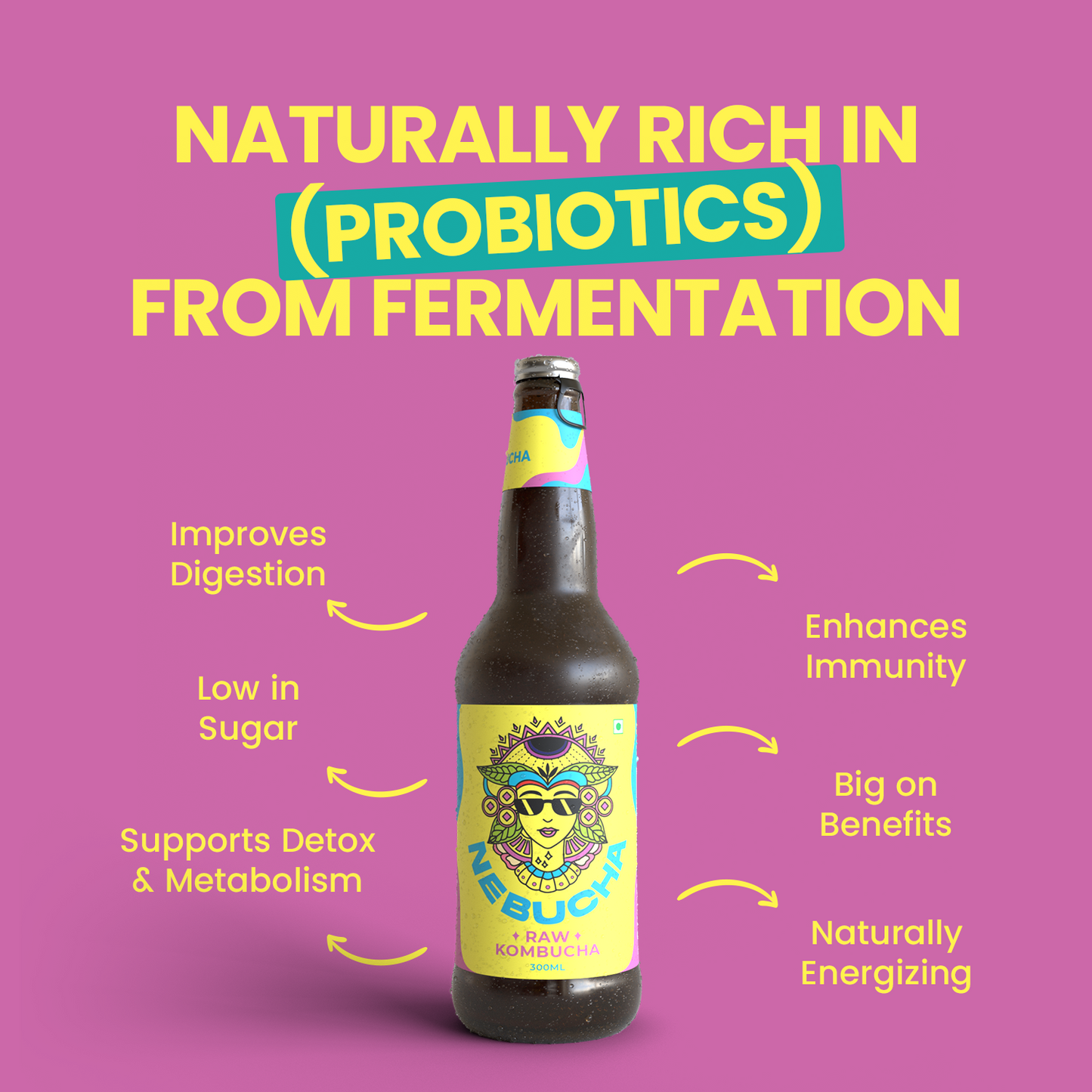 Nebucha Raw Kombucha (Original Brew, Unpasteurized, Probiotic-Rich)